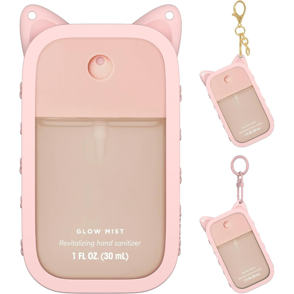 Sonnorel silicone case for hand sanitizer with pink cute keychain