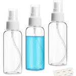 ZEJIA 3 pack small spray bottle set with clear plastic containers and fine mist pumps