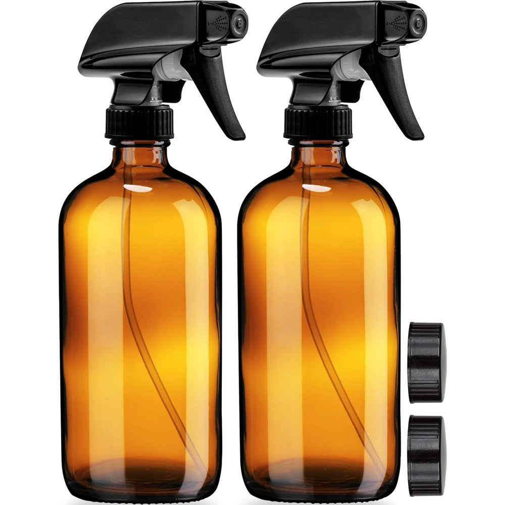 Sally's Organics amber glass spray bottles in a 2 pack for essential oils and cleaning & perfume for atomizers