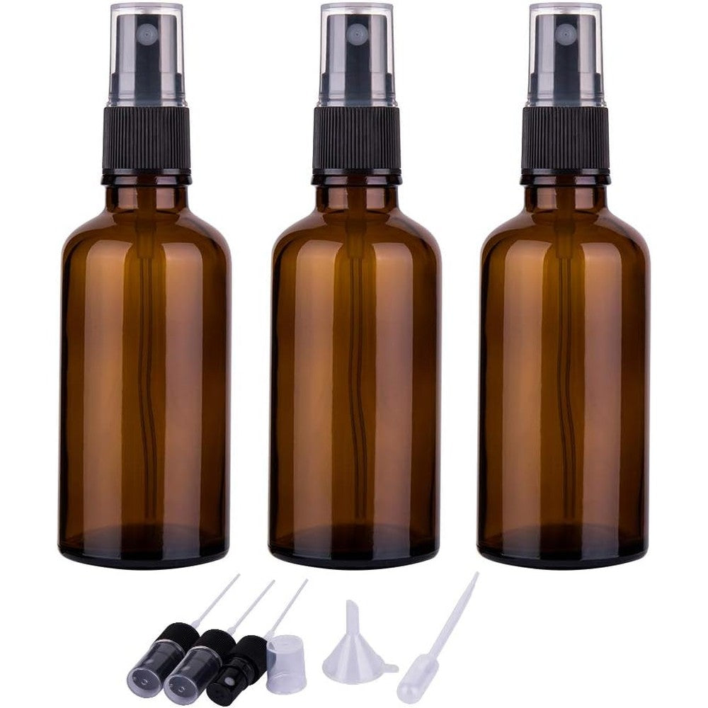 hmaimas 3 pack amber glass spray bottles with fine mist pump for essential oils