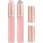 Maycreate 2 pieces pink silicone lip brush set with protective caps front view