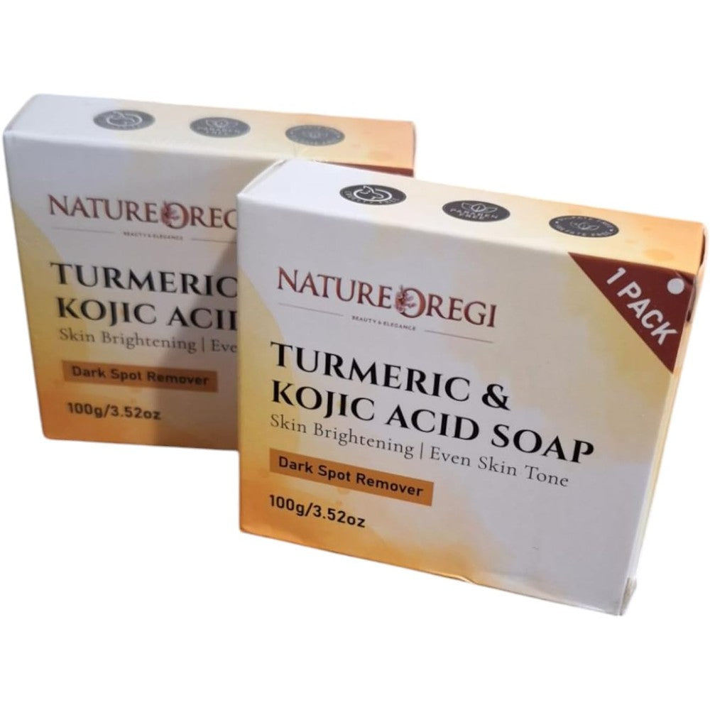 Generic handmade turmeric and kojic acid soap pack of two front view