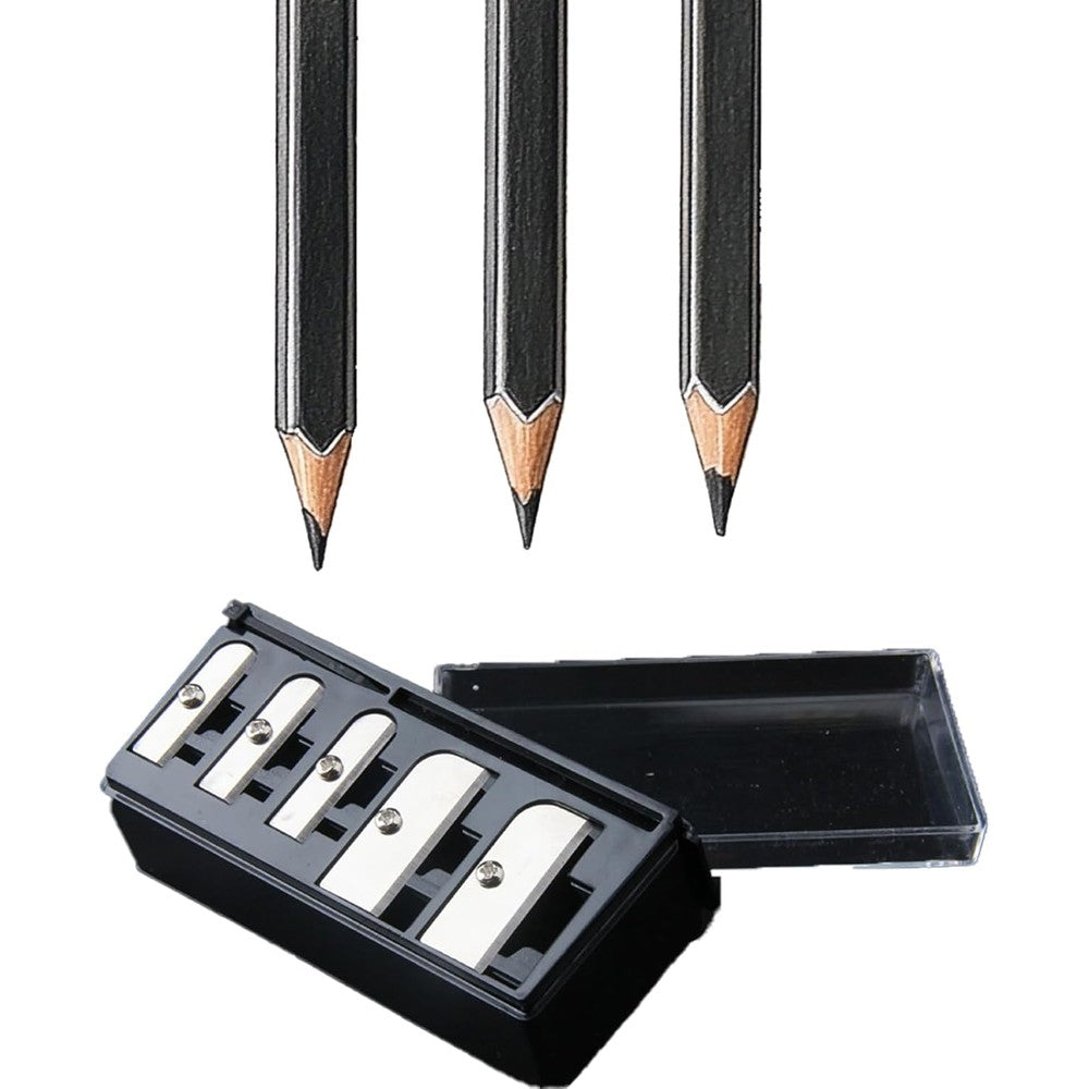 Small manual cosmetic pencil sharpener in black front view