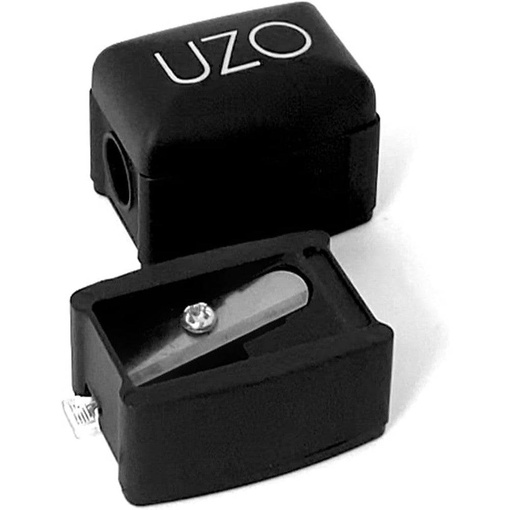 UZO makeup pencil sharpener front view showing stainless steel blade