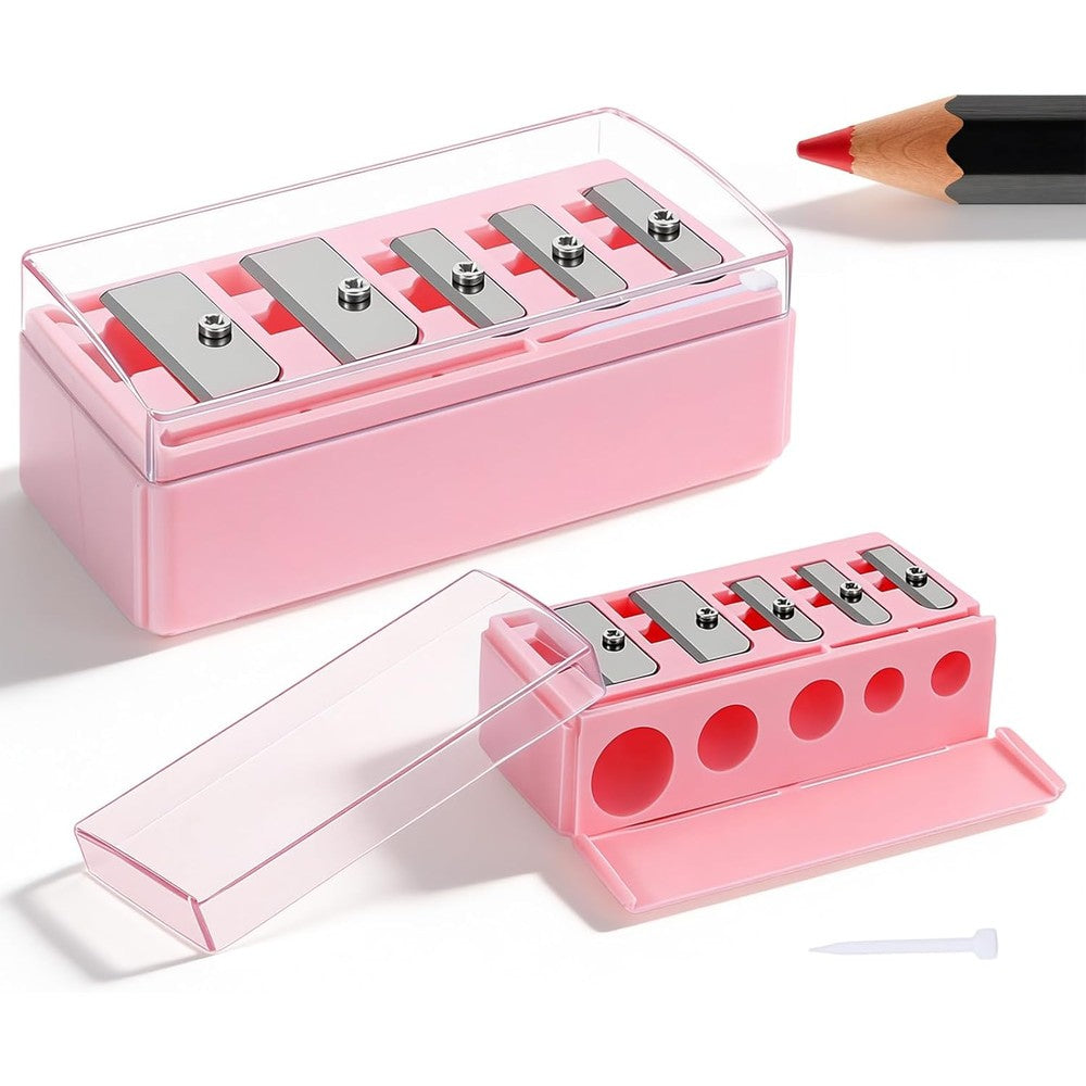 Xinjoduz 5 hole cosmetic pencil sharpener pink front view
