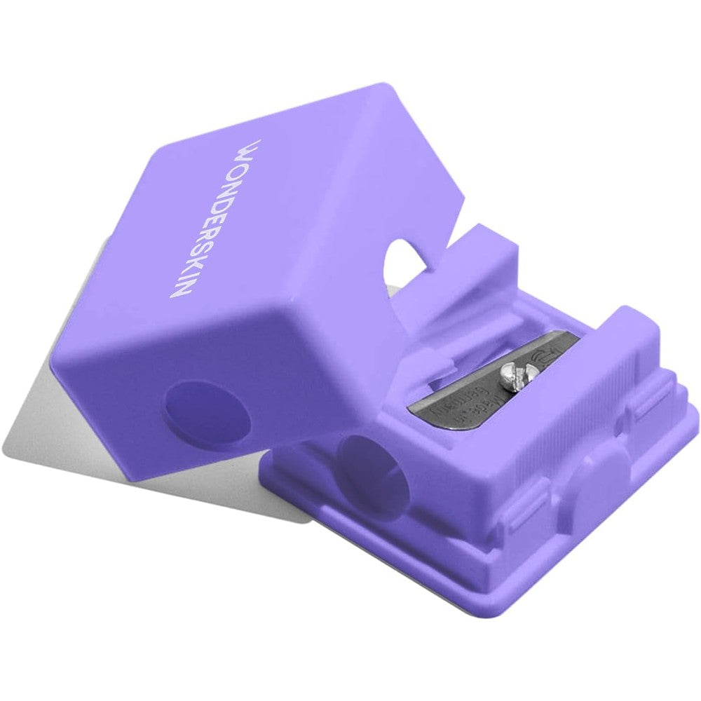 Wonderskin cosmetic pencil sharpener front view in purple