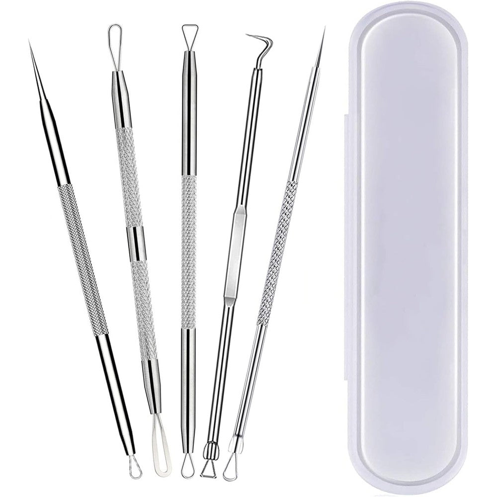 ChenYiJin Pimple Popper Tool Kit 5 Piece Blackhead Extractor Set For Face Acne Zit Whitehead Removal Stainless Steel With Portable Storage Case - Image 1
