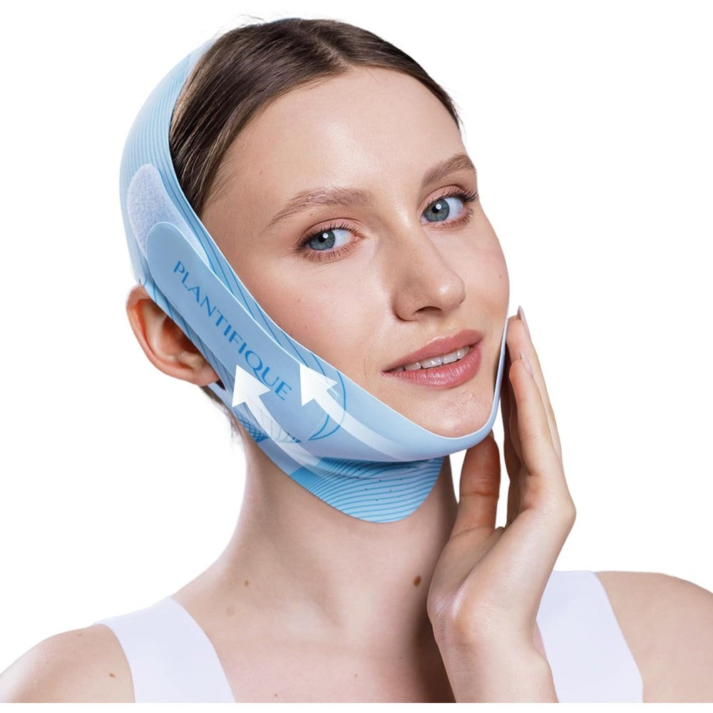 Plantifique chin strap for face contouring front view blue
