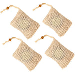 ExxyDirect Drawstring Soap Foaming Bags front view showcasing the four pack mesh pouches for bar soap exfoliation.