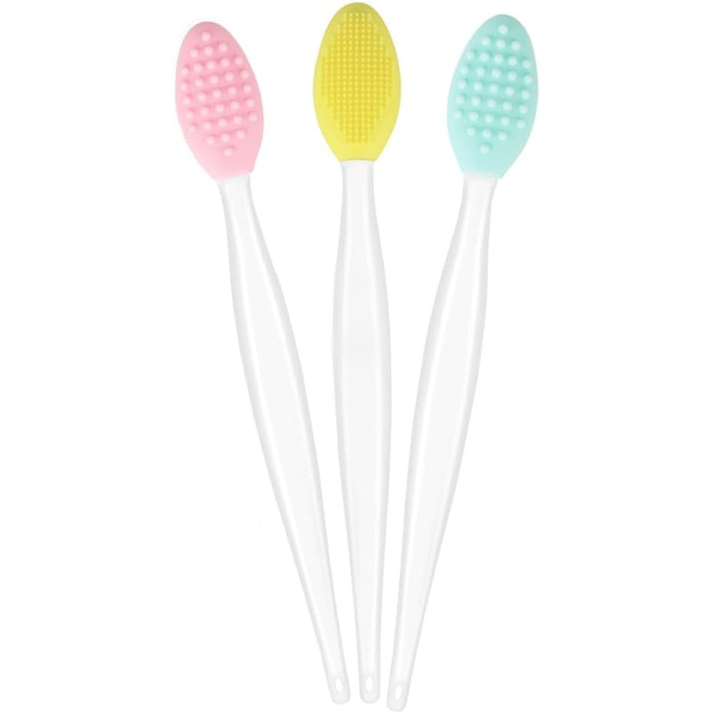 Yoizyfree 3 Piece Silicone Facial Cleansing Brush set front view showcasing face scrubber and lip tool