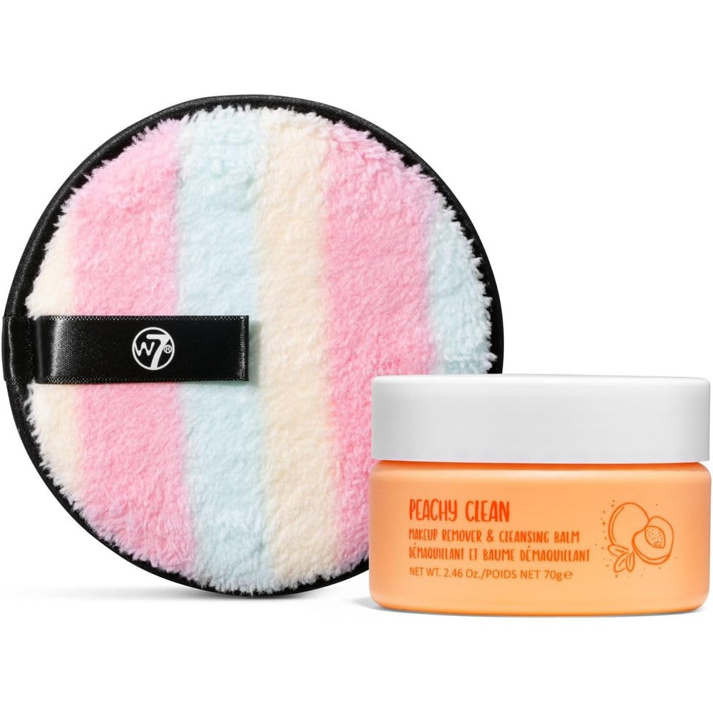 W7 Peachy Clean Makeup Melt Set front view showing balm and pad
