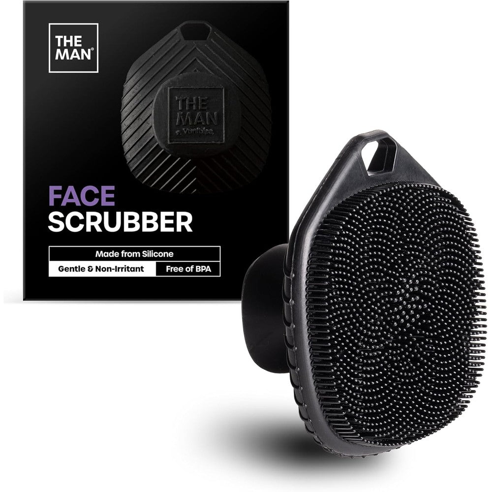 Vanibiss The Man Silicone Face Scrubber front view showing black exfoliating bristles