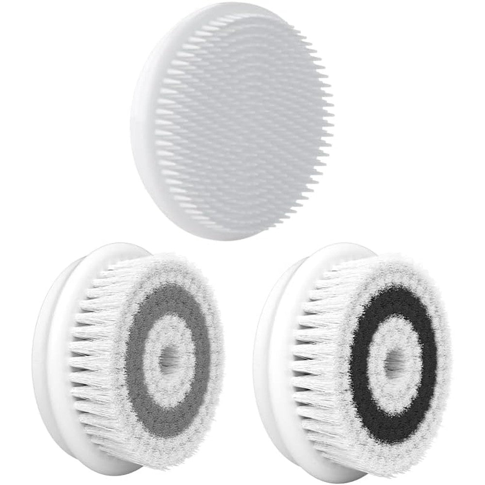 TOUCHBeauty Facial Cleansing Brush Replacement Set front view showing three distinct interchangeable heads for electric face scrubbers.