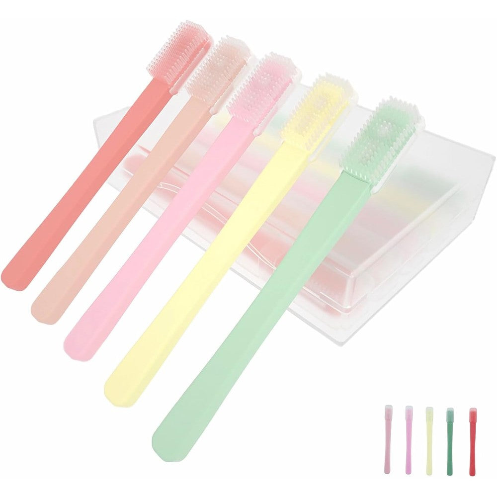LIZICH Eyelid Brush front view showing five colorful soft silicone tips