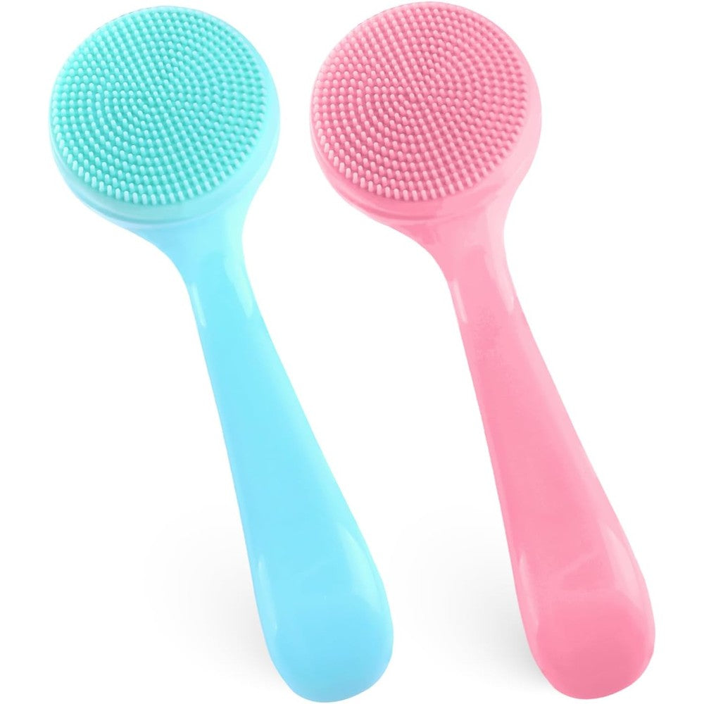 Divina Vitae silicone face brush pack of two front view pink and blue color