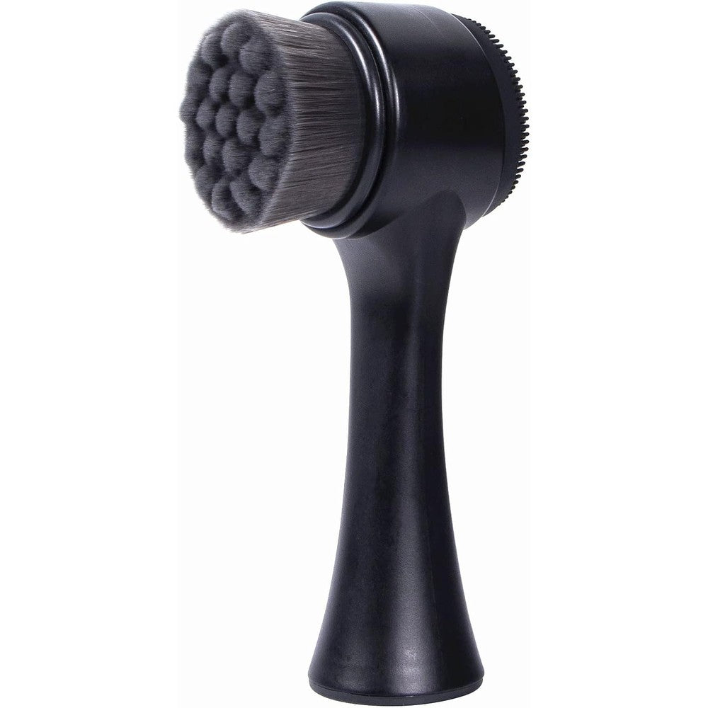 Beomeen Face Brush 2 in 1 front view showing black bamboo charcoal bristles for deep pore cleansing.