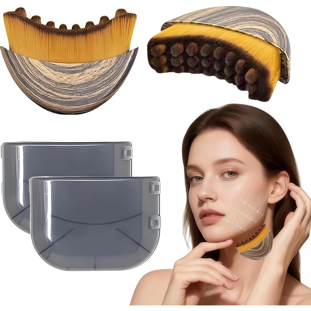 Loyuril lymphatic contour face brush twin pack front view for jawline sculpting
