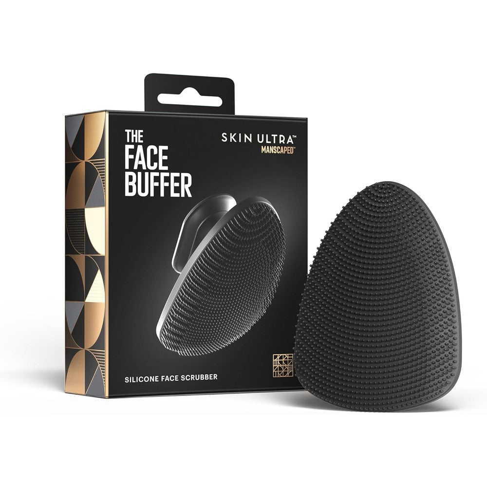 MANSCAPED The Face Buffer premium men's silicone scrubber front view for deep exfoliating face care.