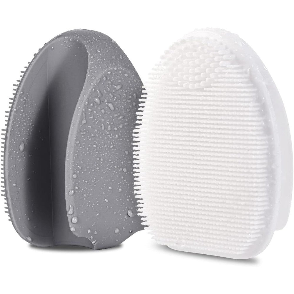 HieerBus silicone facial cleansing brush grey and white front view showing fine exfoliating bristles