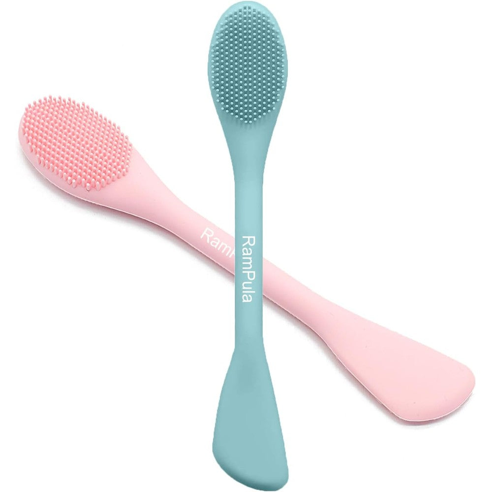 RamPula 2 in 1 silicone facial cleansing brush front view showing dual ends