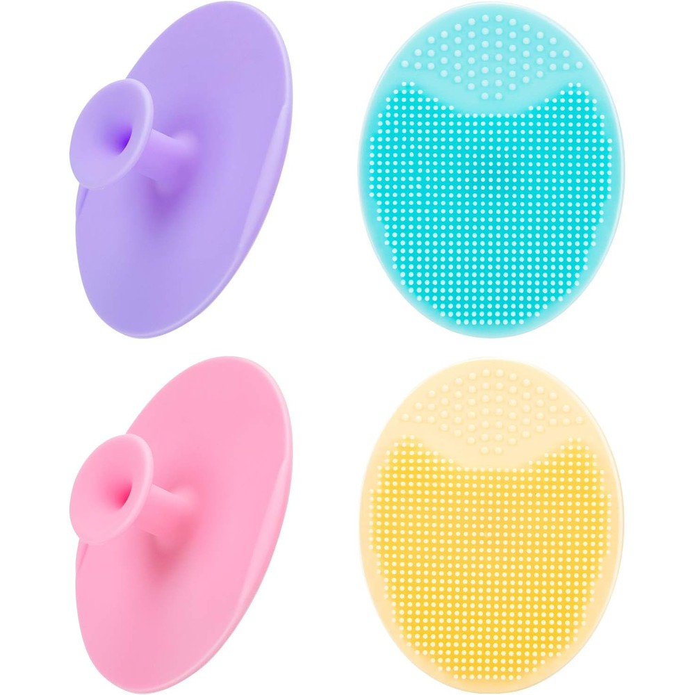 JEXCULL 4 pack face scrubber front view showing soft silicone cleansing bristles.