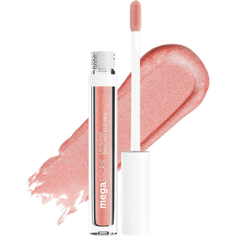 Wet N Wild mega slicks lip gloss in cherish showing ultra glossy finish