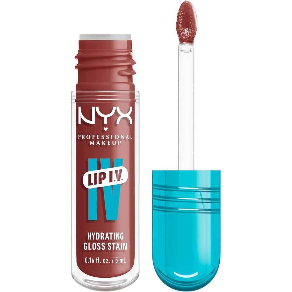 NYX Professional Makeup lip IV hydrating glossy lip stain in hydra honey brown tube