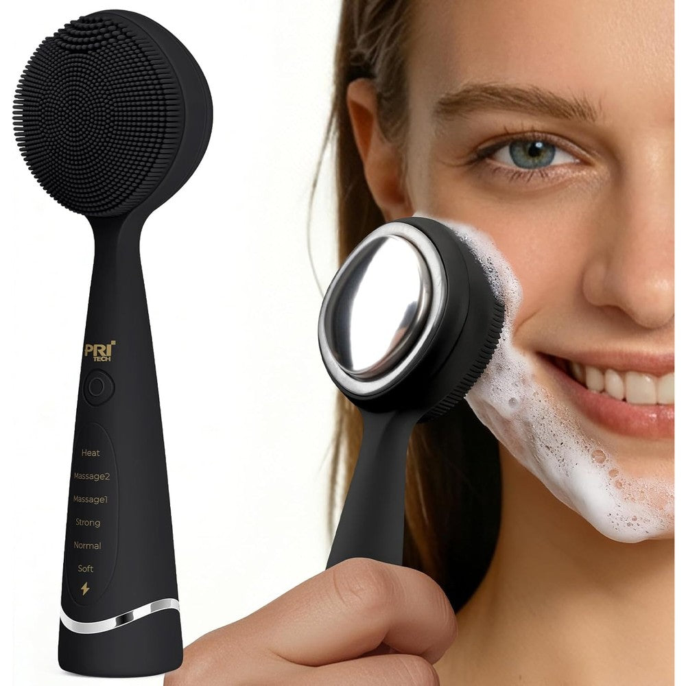 Pritech facial cleansing brush with heating feature front view