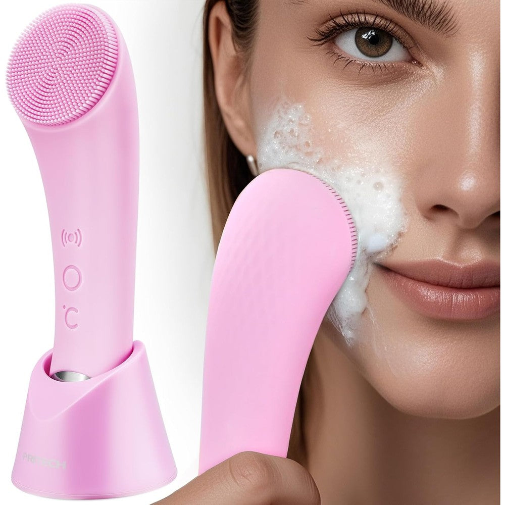 Pritech rechargeable silicone facial cleansing brush front view