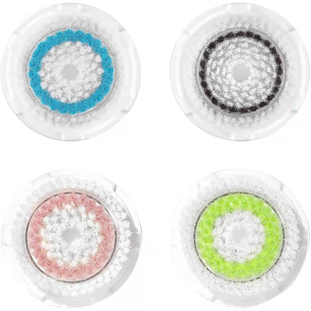 ARICEAN replacement facial cleansing brush heads 4 pack front view showcasing green silicone bristles.