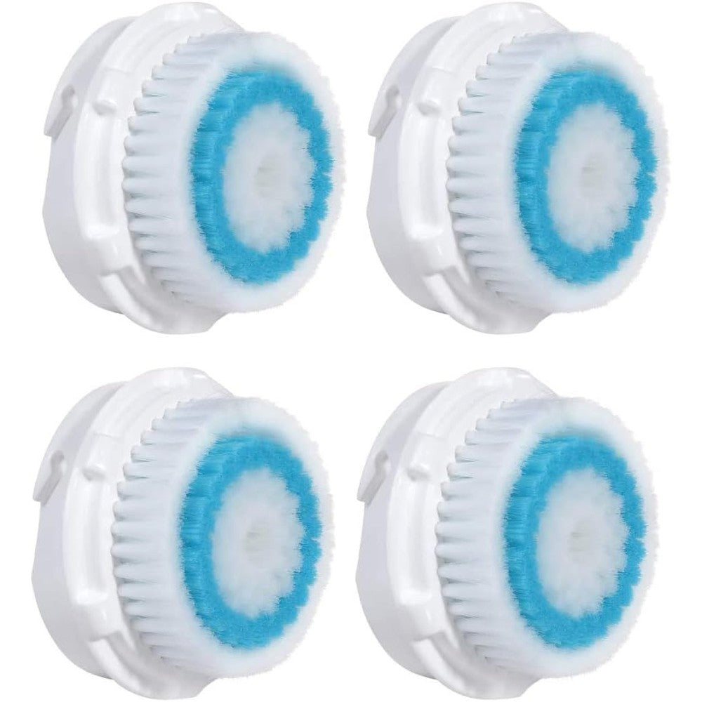 Nandaga compatible replacement facial cleansing brush heads front view showing blue and white bristles