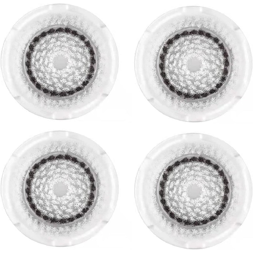Clarisonic sensitive facial cleansing brush head replacement four pack front view showing soft rounded bristles