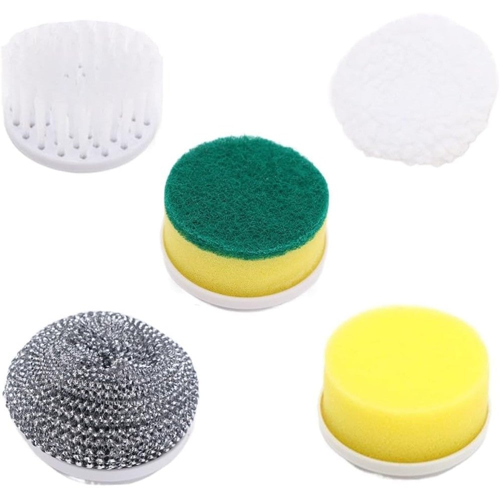 Generic replacement brush heads five piece set front view showing all cleaning attachments