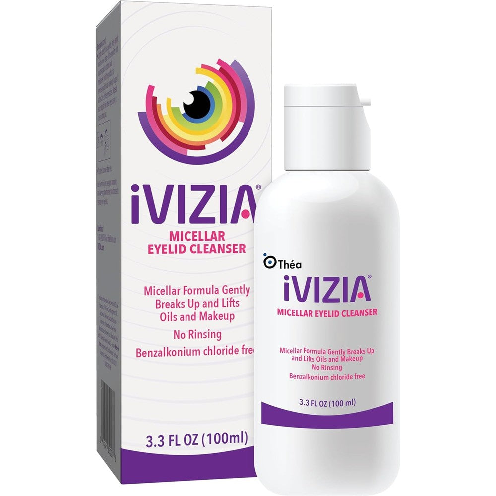 iVIZIA Micellar Eyelid Cleanser front view bottle for sensitive eye hygiene