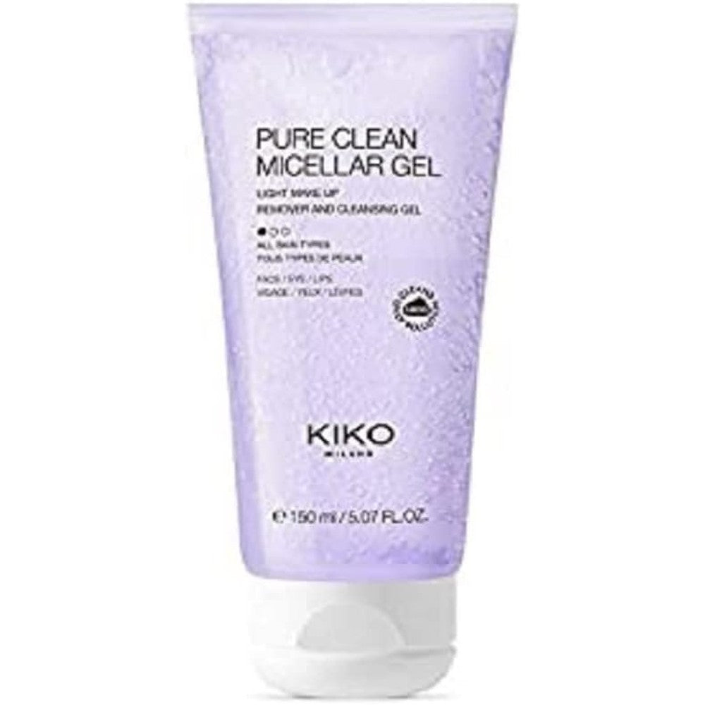 Kiko Milano Pure Clean Micellar Gel 150 Milliliter front view gentle makeup remover bottle