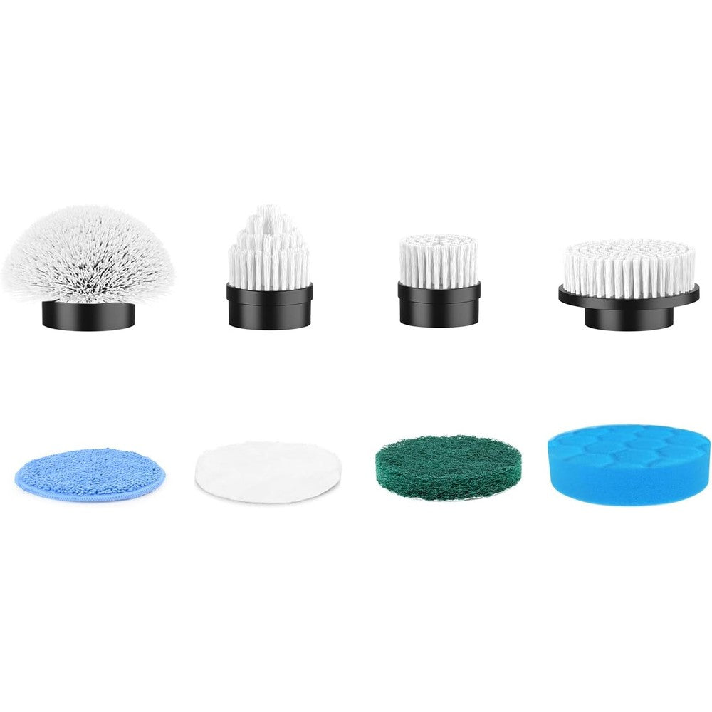 PUFTEM Replaceable Brush Heads pack of eight front view showcasing diverse cleaning attachments