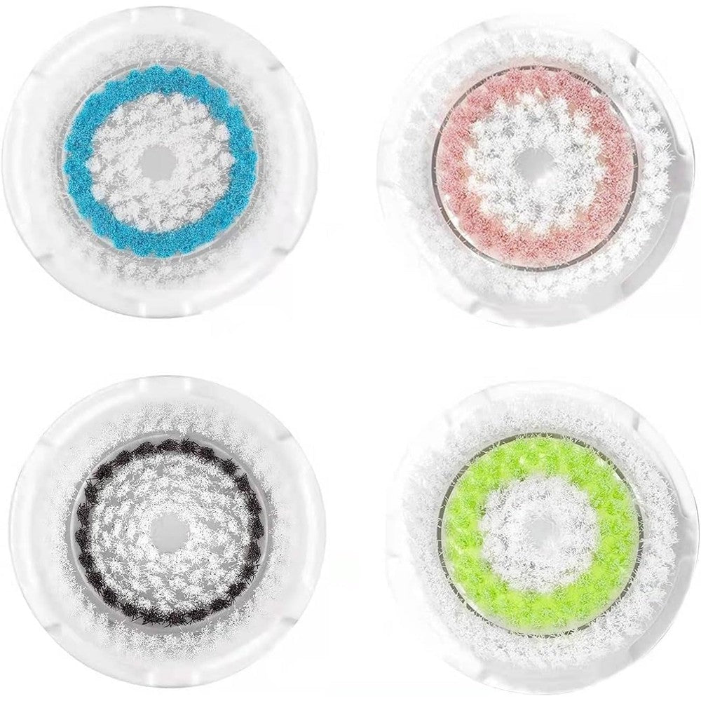 Brushot replacement brush heads four pack front view showing premium multi colored bristles