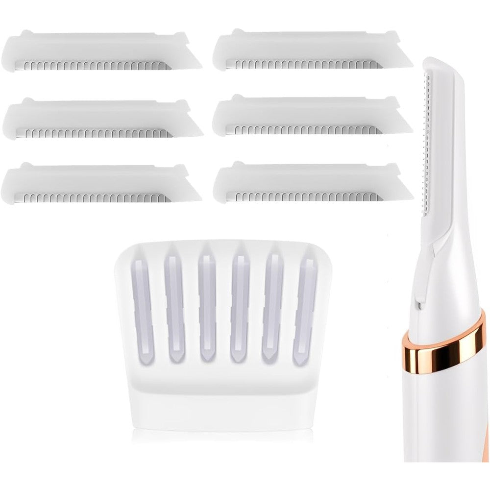 CEVEK replacement heads pack front view showing six stainless steel blades for facial exfoliator.