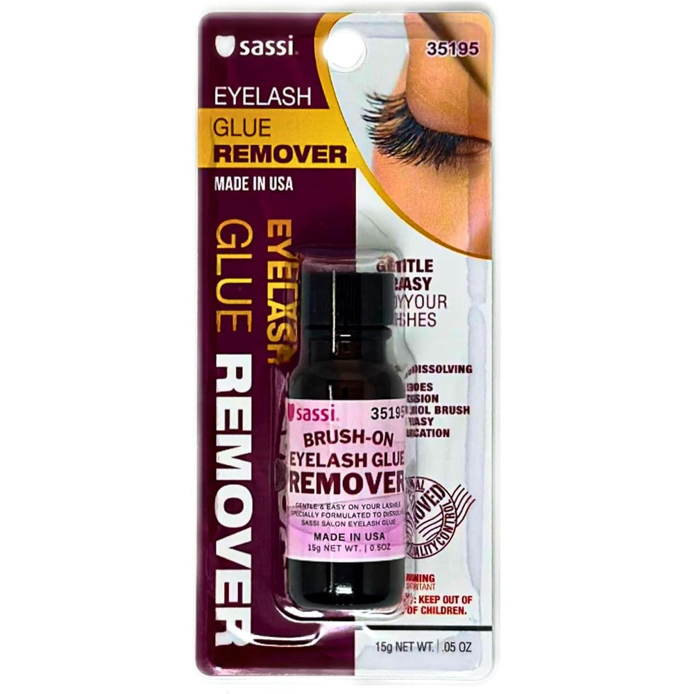 Sassi Brush-On Eyelash Glue Remover bottle front view professional beauty tool.
