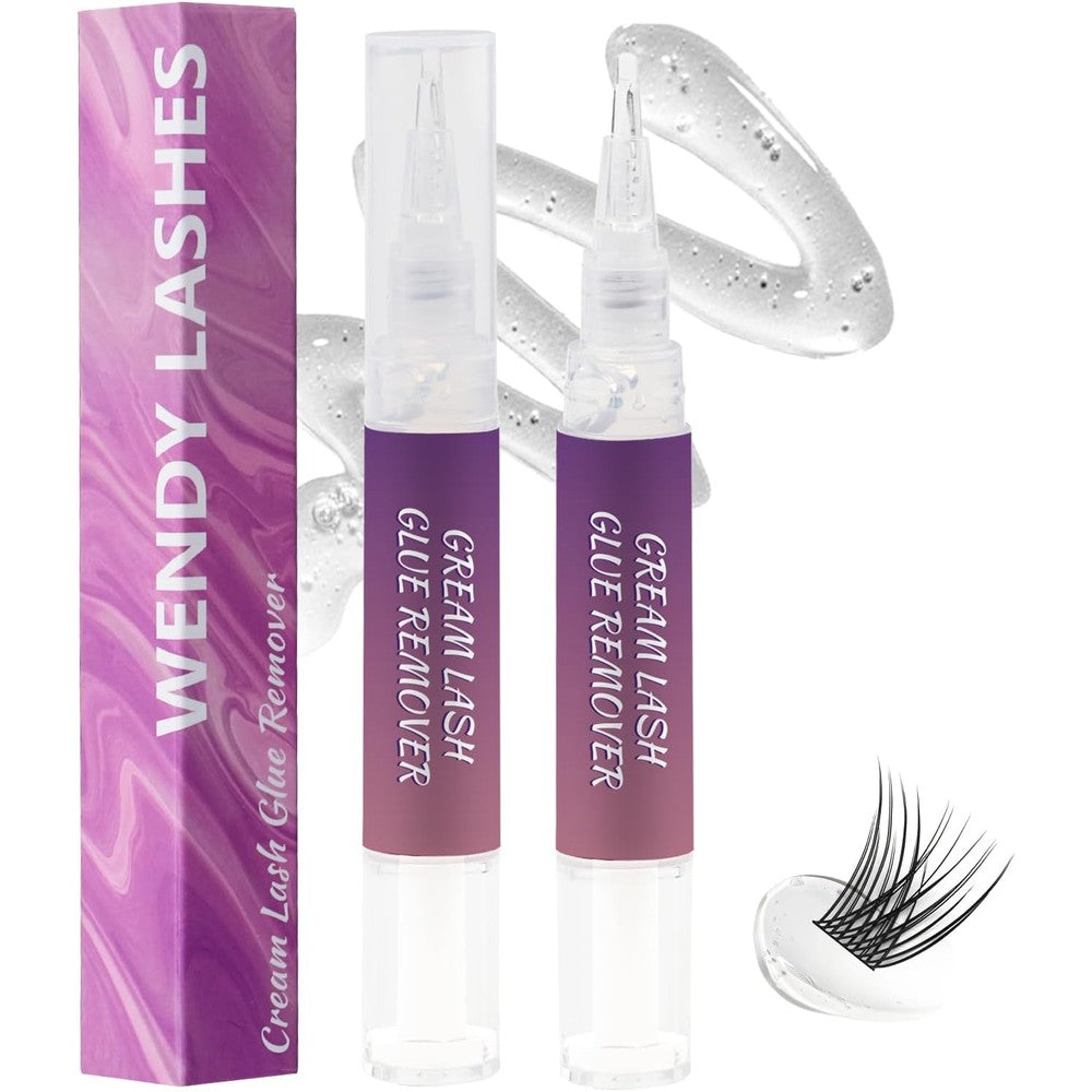 Wendy Lashes Cream Lash Glue Remover Pen front view for safe at home cluster lash removal