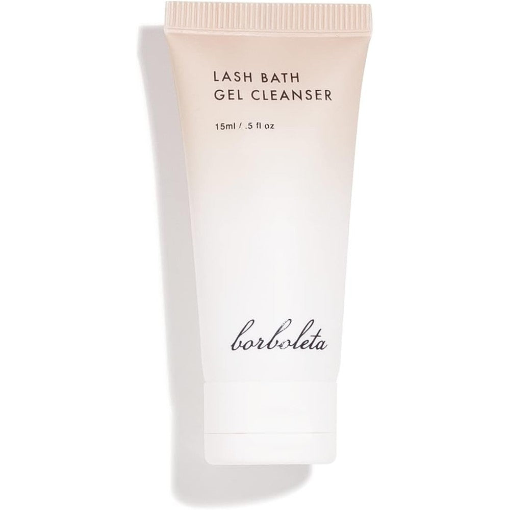 Borboleta Lash Bath Gel Cleanser travel size tube front view for lash extension aftercare