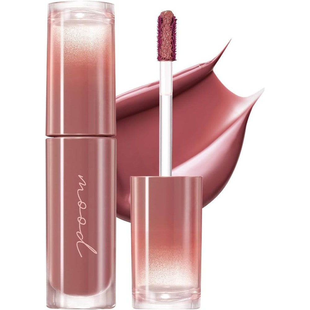 Peripera Ink Mood Glowy Tint 033 Rosy Wish front view showcasing the sleek lip gloss packaging.