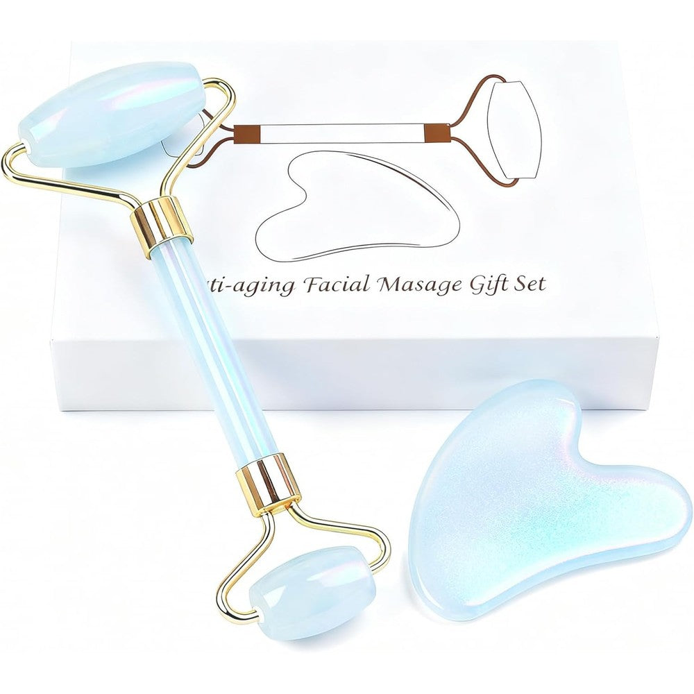 Ao Yee ZGL Opalite Facial Roller and Gua Sha Set professional skin massager