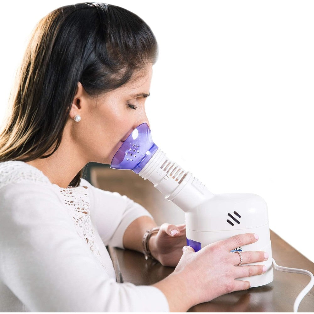 Mabis Facial Steamer and Steam Inhaler front view with aromatherapy mask