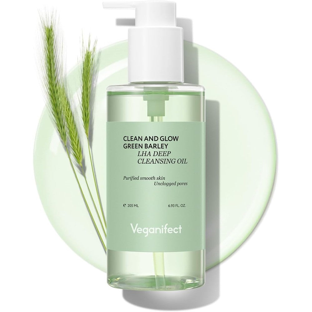 Veganifect Clean and Glow Green Barley LHA Deep Cleansing Oil front bottle view
