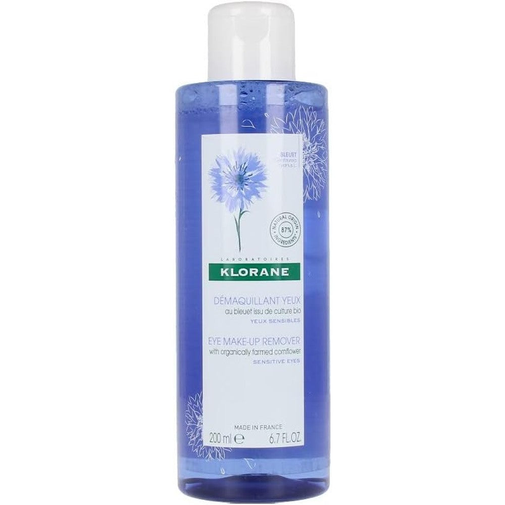 Klorane Eye Makeup Remover 6.7 Fluid Ounce front view bottle for sensitive skin