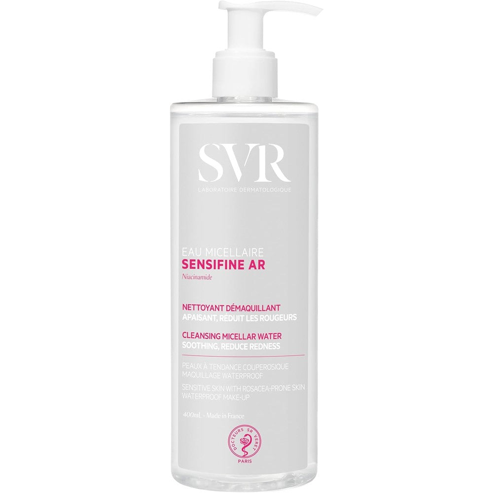 SVR Sensifine AR Micellar Water front view of the 400ml bottle gentle facial cleanser