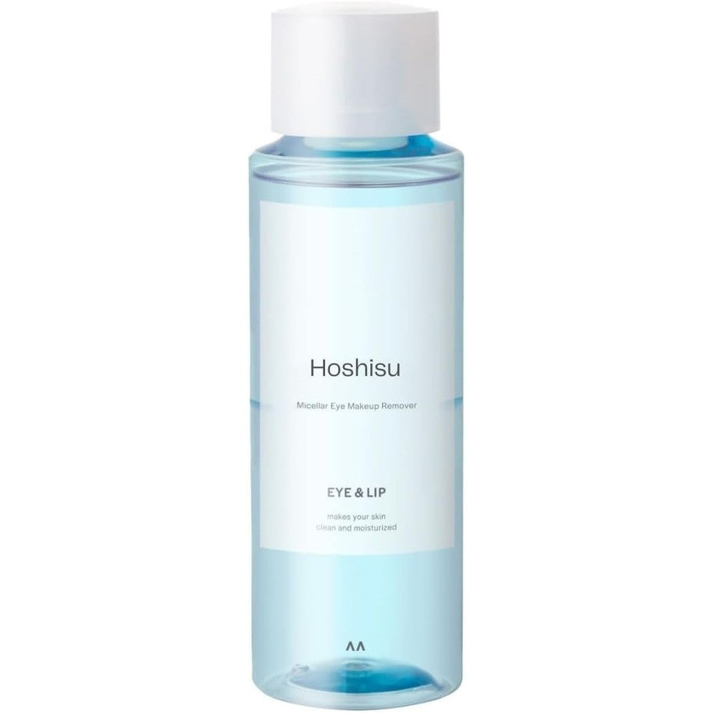 Hoshisu Micellar Eye Makeup Remover 145ml front view bottle for waterproof mascara cleansing