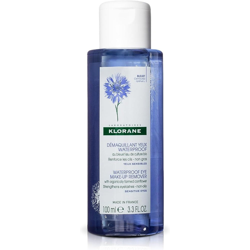 Klorane Waterproof Eye Makeup Remover 100ml front bottle view for sensitive eyes