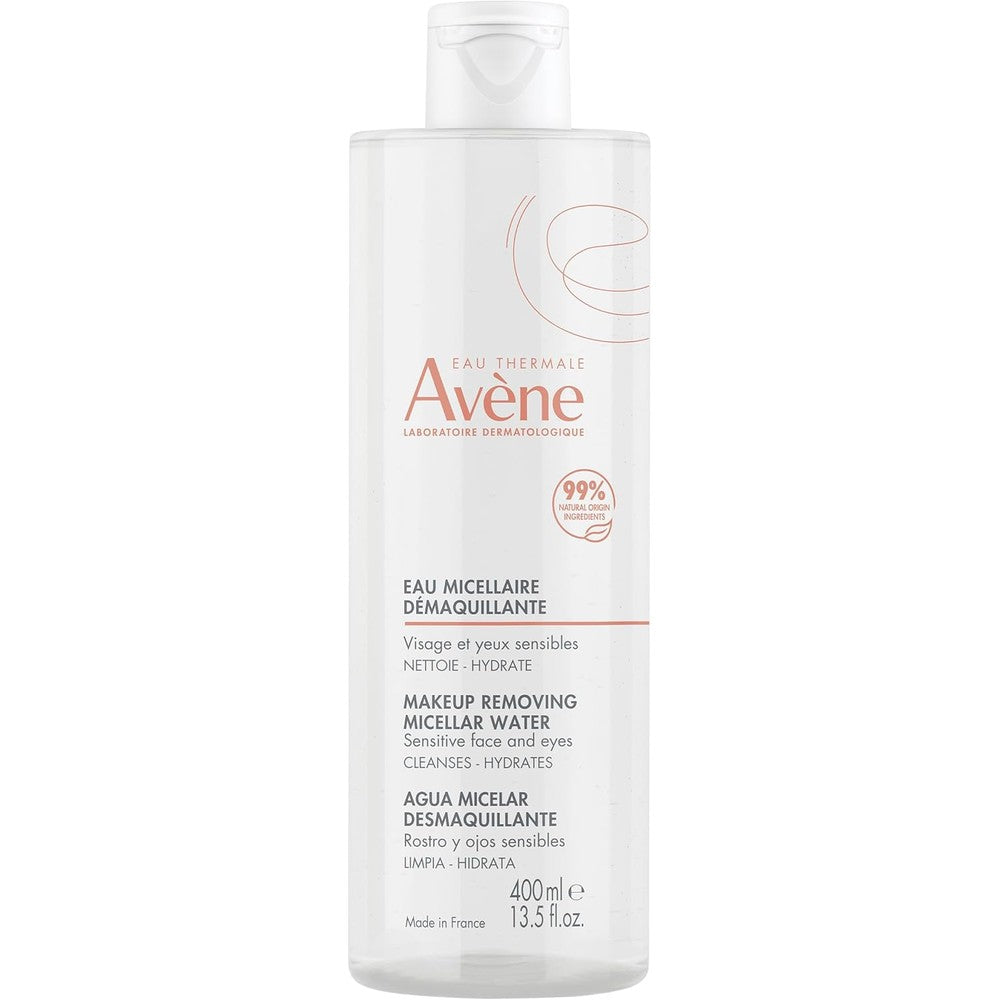 Eau Thermale Avène Makeup Removing Micellar Water 400ml front view bottle for sensitive skin cleansing